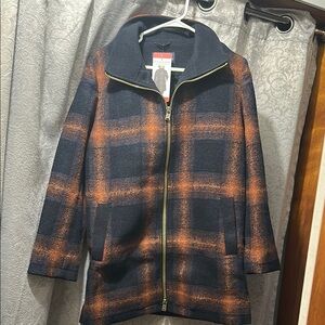 Plaid Zip-Up Jacket in Orange and Black